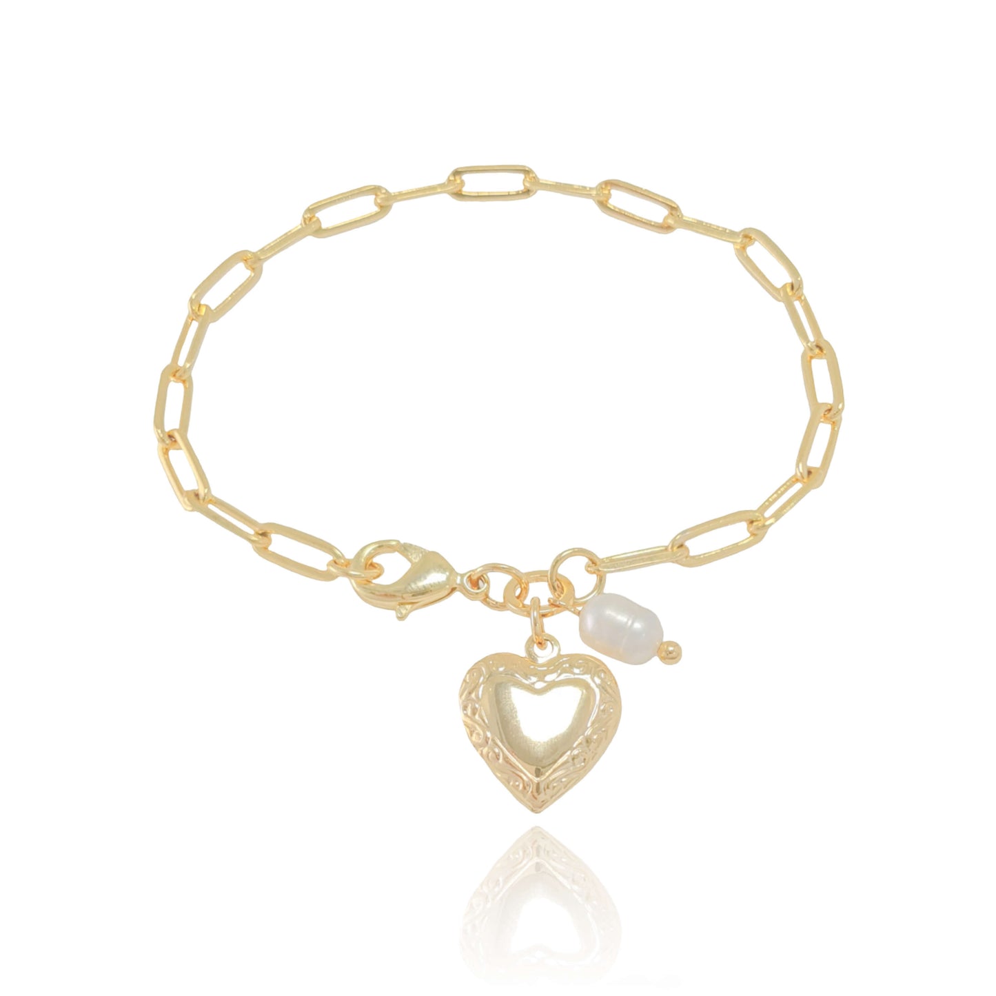 18K Gold Plated Heart Reliquary Bracelet