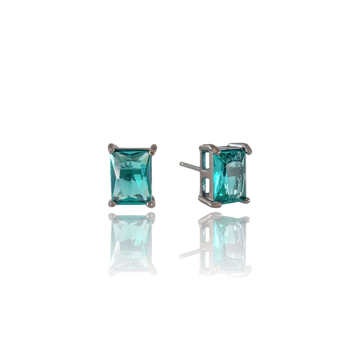 Black Rhodium Tourmaline Rectangle Earring