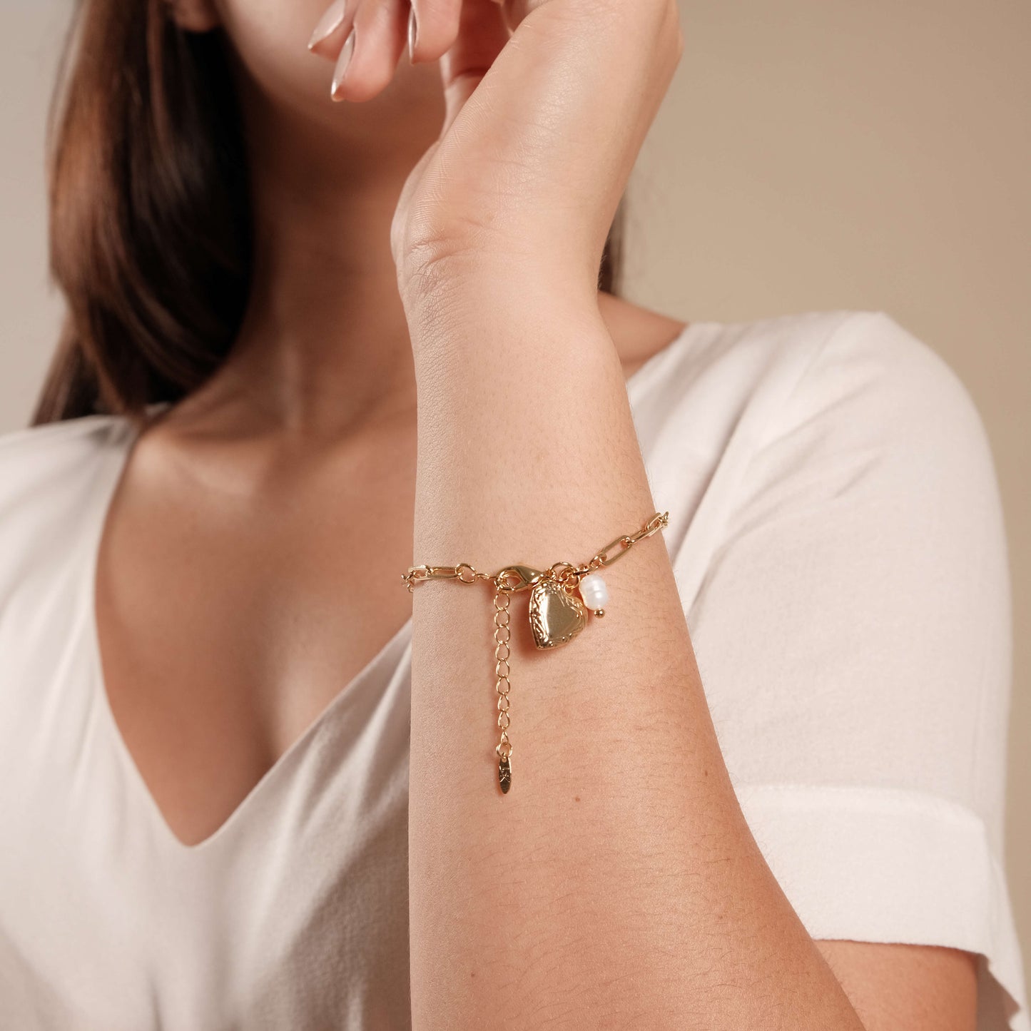 18K Gold Plated Heart Reliquary Bracelet