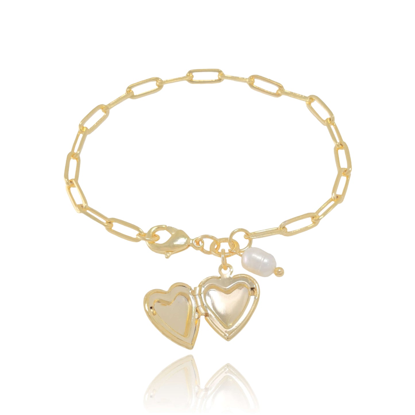 18K Gold Plated Heart Reliquary Bracelet