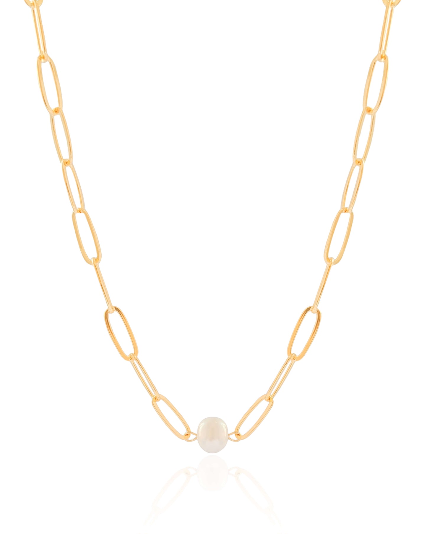 18K Gold Plated Pearl Link Choker