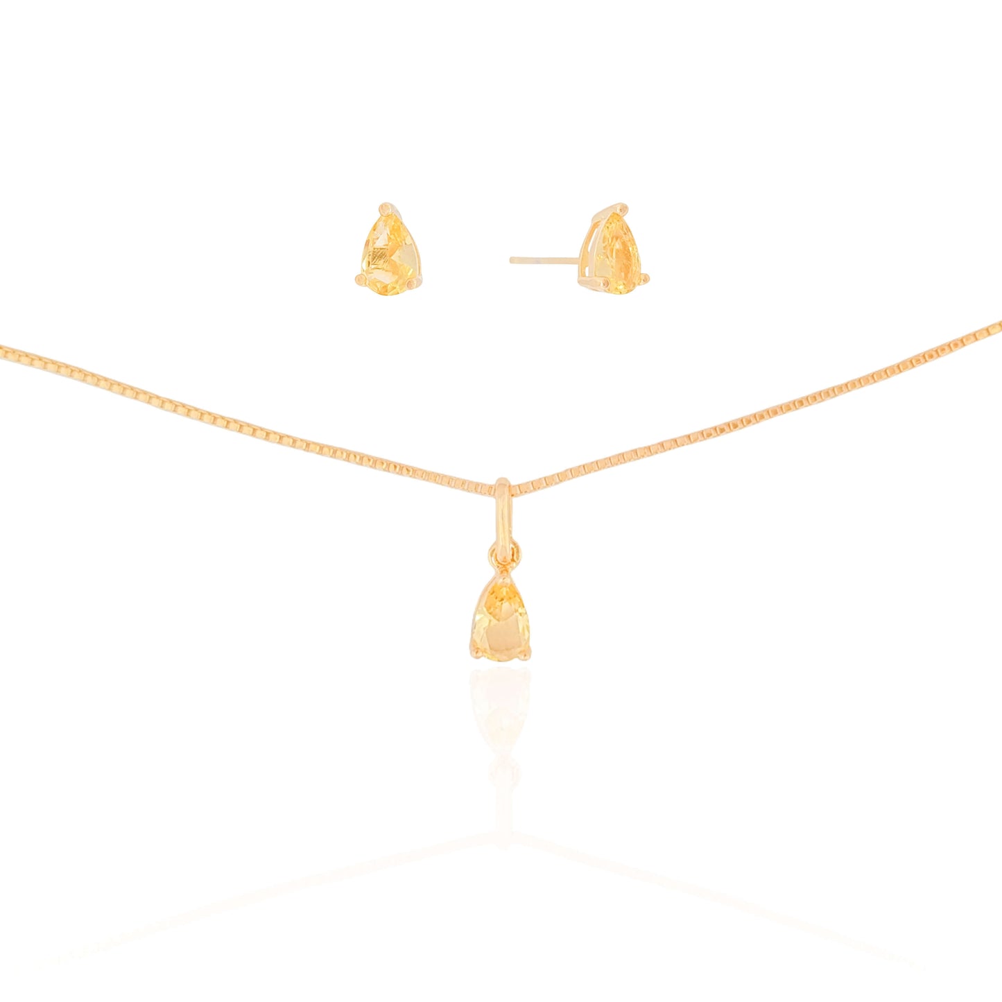 Ensemble goutte de citrine plaqué or 18 carats