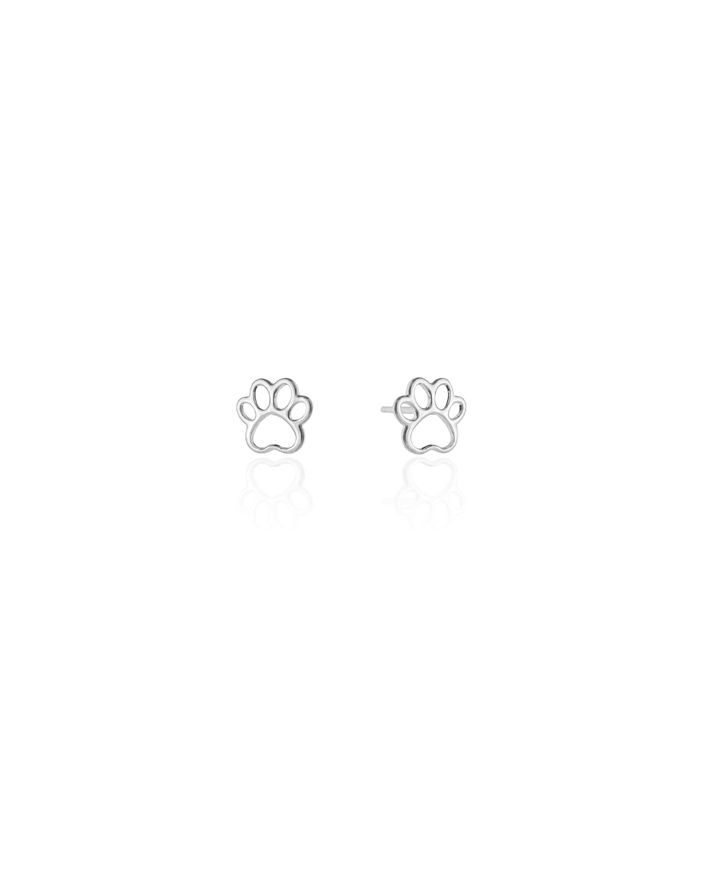 White Rhodium Pet Paw Earring