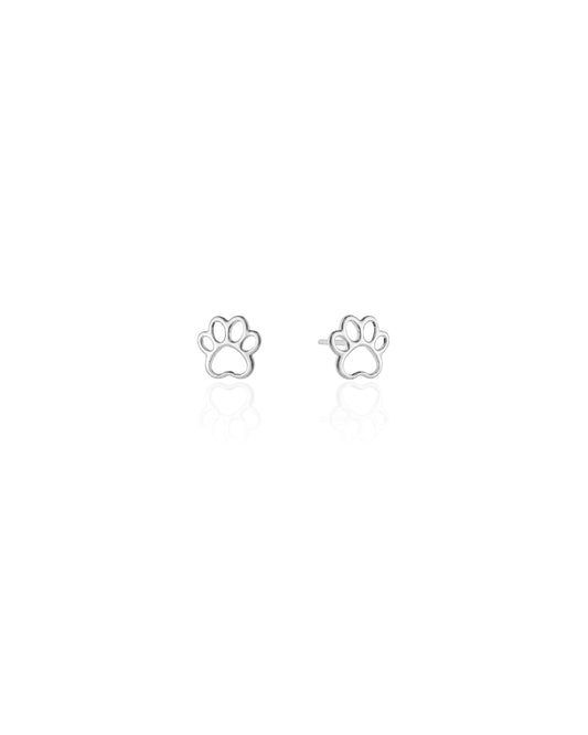 White Rhodium Pet Paw Earring