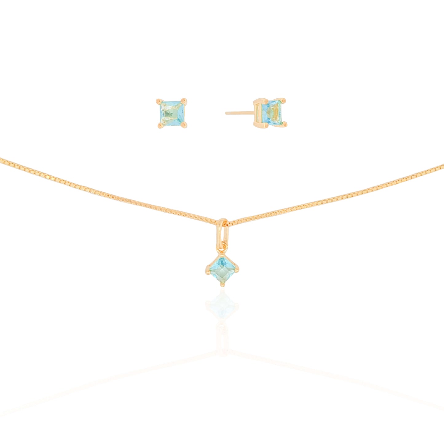 18K Gold Plated Topaz Square Set