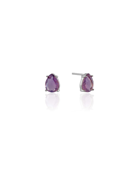 White Rhodium Amethyst Drop Earring
