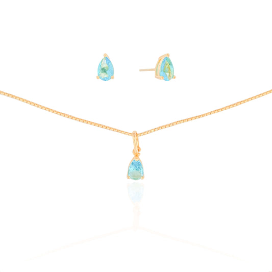 18K Gold Bath Topaz Drop Set