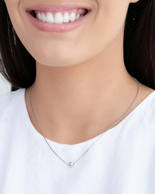 White Rhodium Ball Choker